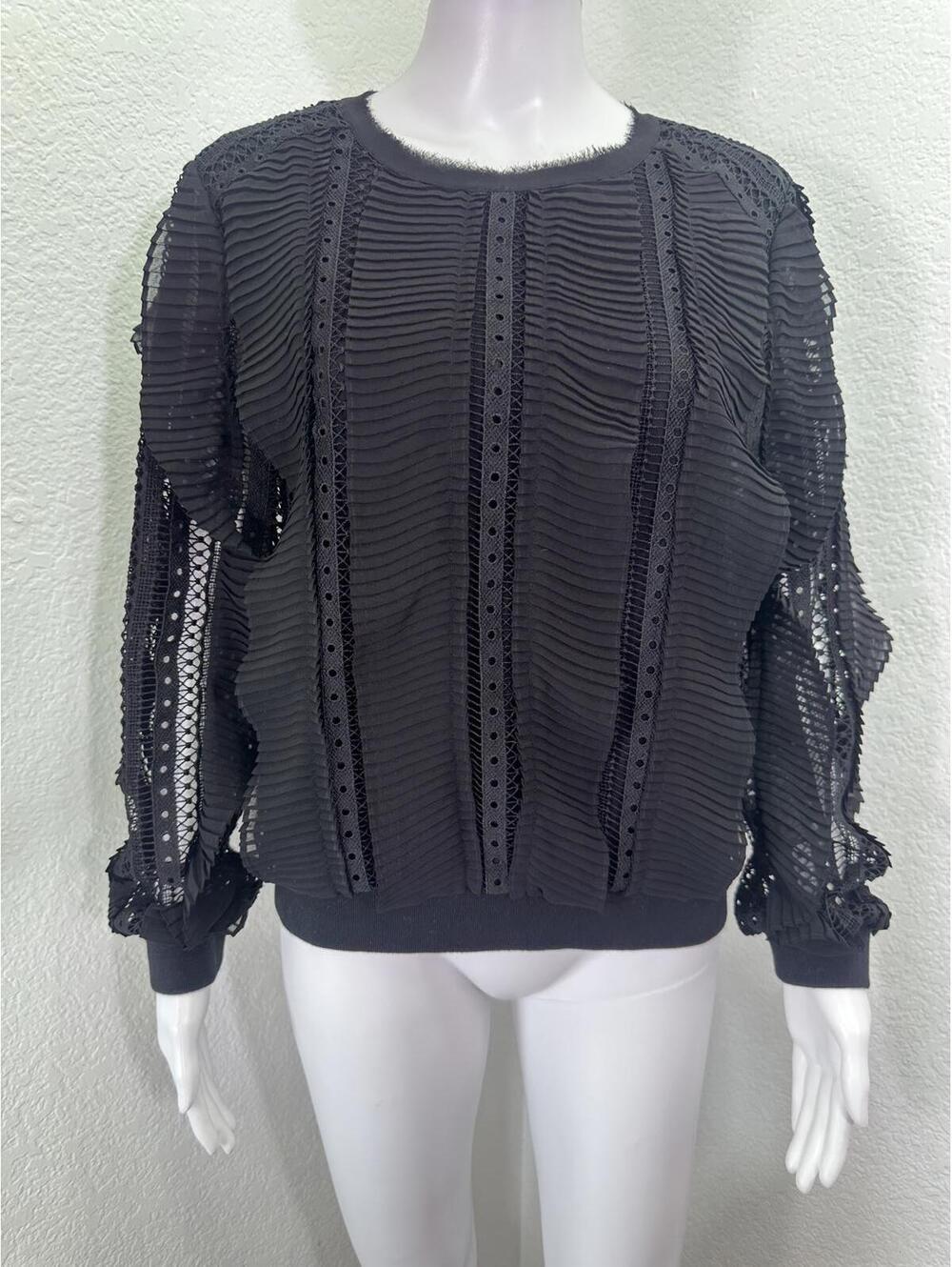 Womens Sz Small Daniel Rainn Black Lace Pleated Whimsigoth Artsy Victorian